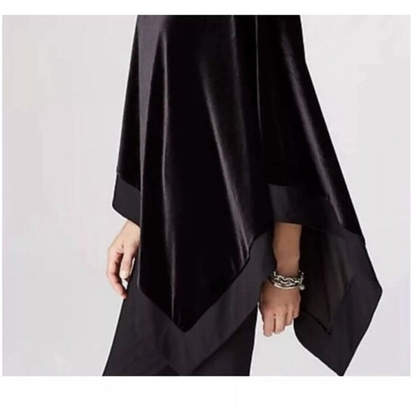 J. Jill Wearever Black Velvet Asymmetrical Poncho Wrap Shawl Topper One Size - Picture 2 of 8
